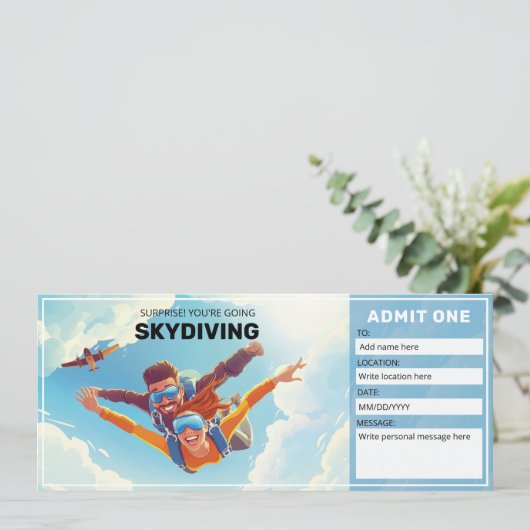Tandem Skydiving Cadeaubon Kaart (Staand voorkant)