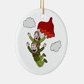 Tandem Skydiving Vector Cartoon Keramisch Ornament (Rechts)