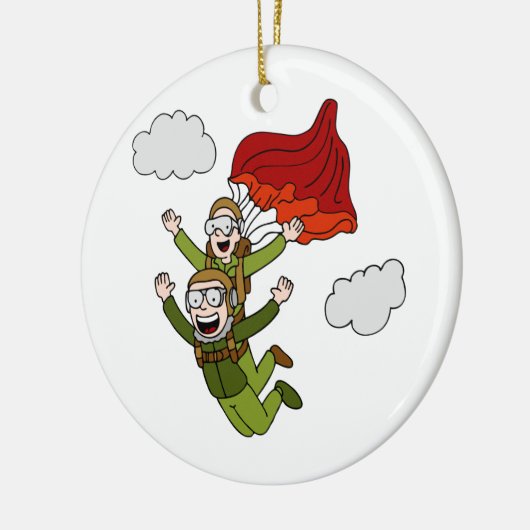 Tandem Skydiving Vector Cartoon Keramisch Ornament (Links)