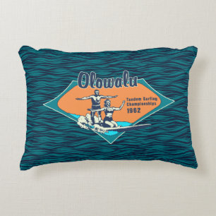 Tandem surfen Hawaiaans vintage surfdesign Decoratief Kussen