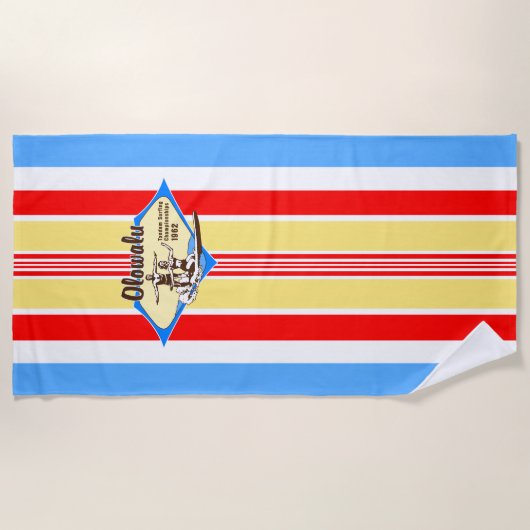 Tandem Surfen Hawaiian  Surf - Blauw Strandlaken (Voorkant)