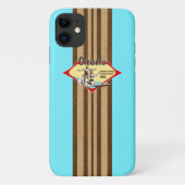 Tandem Surfing Hawaiian Faux Wood Aqua Surfboard Case-Mate iPhone Case (Achterkant)