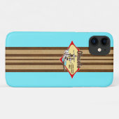 Tandem Surfing Hawaiian Faux Wood Aqua Surfboard Case-Mate iPhone Case (Achterkant (horizontaal))