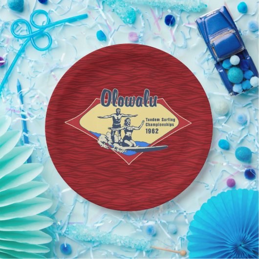 Tandem Surfing Hawaiian  Surf Design Papieren Bordje (Feest)