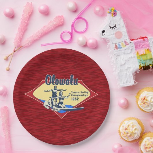 Tandem Surfing Hawaiian  Surf Design Papieren Bordje (Feest)