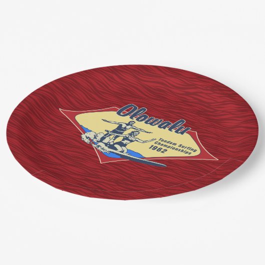 Tandem Surfing Hawaiian  Surf Design Papieren Bordje (Gekanteld)