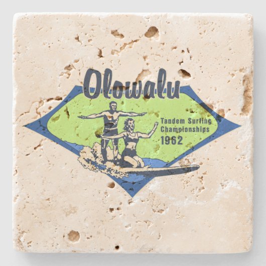 Tandem Surfing Hawaiian  Surf Design Stenen Onderzetter (Voorkant)