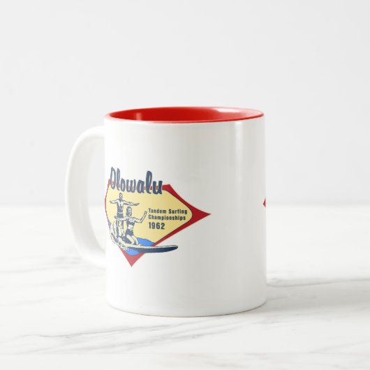 Tandem Surfing Hawaiian  Surf Design Tweekleurige Koffiemok (Voorkant links)