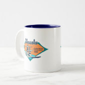 Tandem Surfing Hawaiian  Surf Design Tweekleurige Koffiemok (Voorkant links)