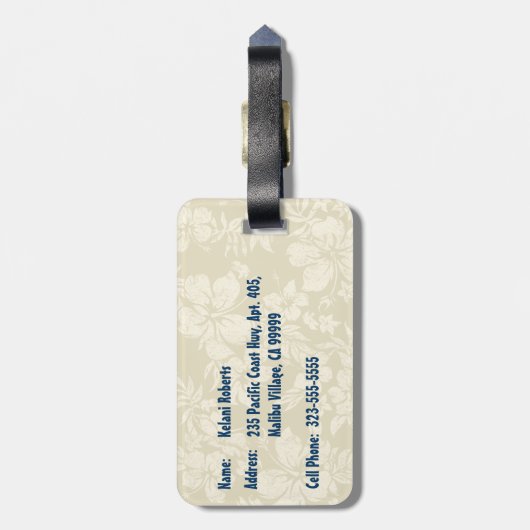 Tandem Surfing Hawaiian SurfboBagagelabels Bagagelabel (Achterkant verticaal)