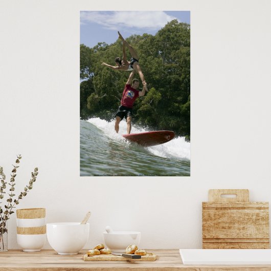 Tandem Surfing op Noosa 2009 Poster (Keuken)