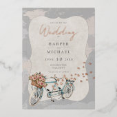 tandem wereldkaart bruiloft folie uitnodiging (Voorkant)