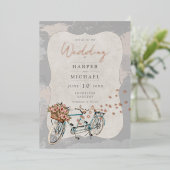 tandem wereldkaart bruiloft folie uitnodiging (Staand Voorkant)