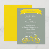 Tandemfiets (Geel / Grijs) Save the Date (Voorkant / Achterkant)