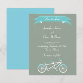 Tandemfiets (Grijs / Blauw) Save the Date (Voorkant / Achterkant)