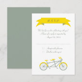 Tandemfiets (grijs / geel / wit) RSVP Kaartje (Voorkant / Achterkant)