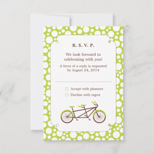 Tandemfiets (groene stippen) RSVP Kaartje (Voorkant)