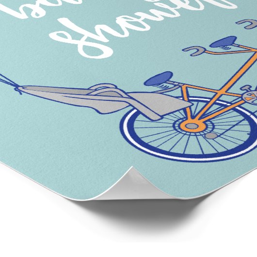Tandemfiets met baby-douchebord poster (Hoek)