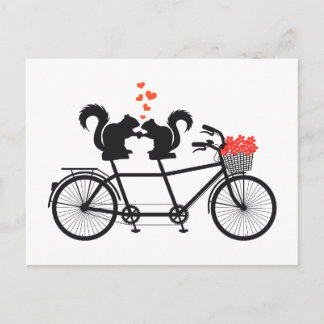 Tandemfiets met eekhoorntjes briefkaart