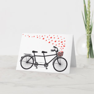 tandemfiets met rode harten kaart