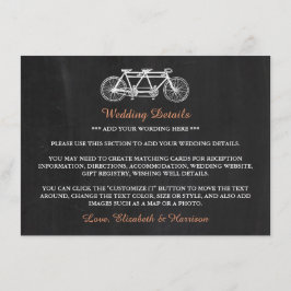 Tandemfiets op krijtbord Trouwdetail Invoegen Informatiekaartje