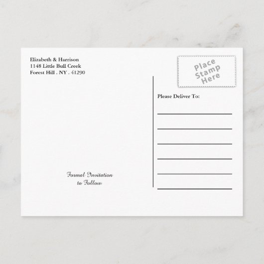 Tandemfiets op schoolbord Bruiloft Bewaar de datum Aankondigingskaart (Achterkant)