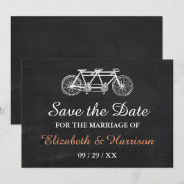 Tandemfiets op schoolbord Bruiloft Bewaar de datum Save The Date