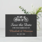 Tandemfiets op schoolbord Bruiloft Bewaar de datum Save The Date (Staand voorkant)