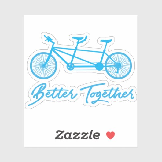 Tandemfiets, samen beter, blauwe fiets sticker (Vel)