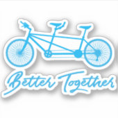 Tandemfiets, samen beter, blauwe fiets sticker (Voorkant)