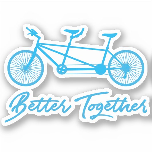 Tandemfiets, samen beter, blauwe fiets sticker (Voorkant)