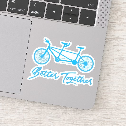 Tandemfiets, samen beter, blauwe fiets sticker (Detail)