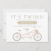 tandemfiets | Tweeling Baby shower Kaart (Voorkant)