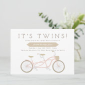 tandemfiets | Tweeling Baby shower Kaart (Staand voorkant)