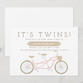 tandemfiets | Tweeling Baby shower Kaart (Voorkant / Achterkant)