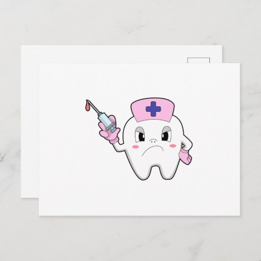 Tanden als verpleegster met spuit.PNG Briefkaart (Voorkant / Achterkant)