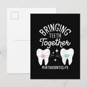 Tanden bij elkaar brengen - orthodontist uitnodiging briefkaart