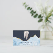 Tanden bleken blauw in tandkliniek visitekaartje (Staand voorkant)