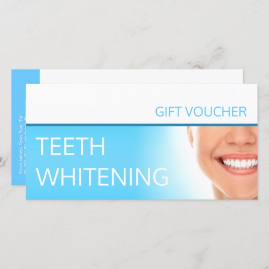 Tanden bleken Gift Voucher Trouwcadeau Tandheelkun Bedankkaart (Voorkant / Achterkant)