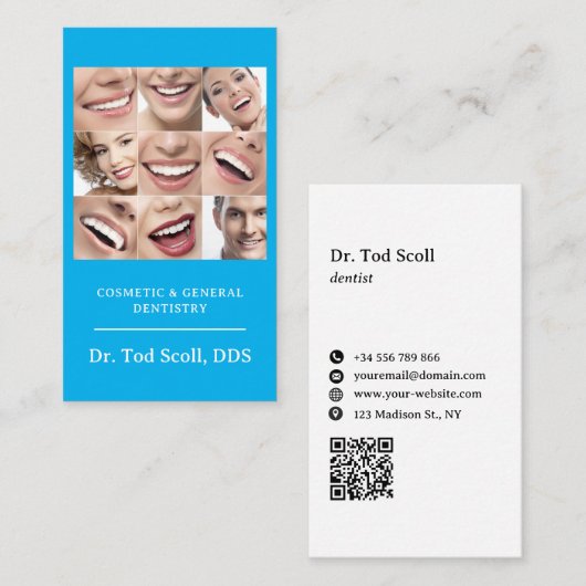 Tanden bleken Tandheelkundige zorg Tandheelkunde m Visitekaartje (Voorkant / Achterkant)