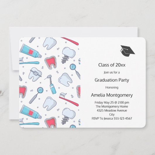 Tanden en gereedschap Tandartspatroon Afstuderen Kaart (Voorkant)