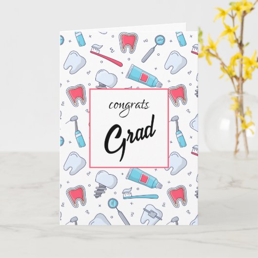 Tanden en gereedschap Tandartspatroon Afstuderen Kaart (Gele Bloem)