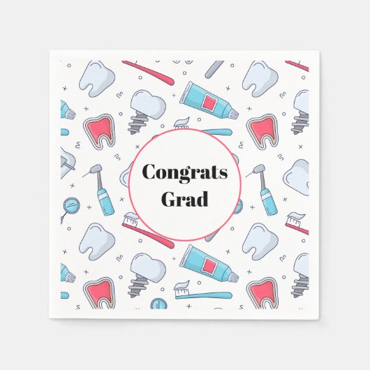 Tanden en gereedschap Tandartspatroon Afstuderen Servet (Voorkant)