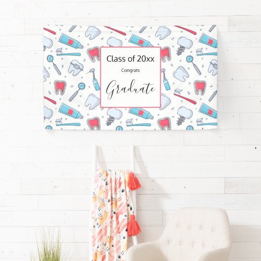 Tanden en gereedschap Tandartspatroon Afstuderen Spandoek (Insitu)