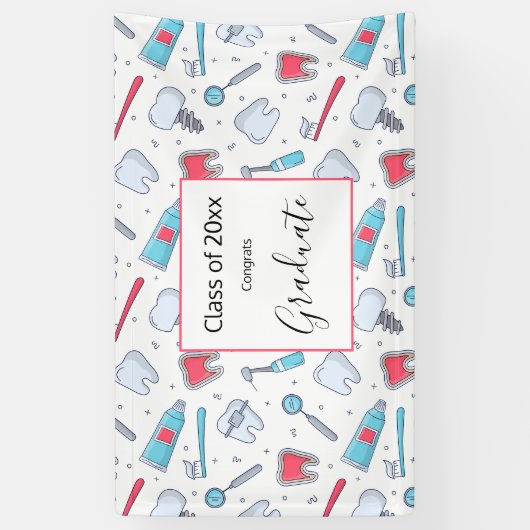 Tanden en gereedschap Tandartspatroon Afstuderen Spandoek (Verticaal)