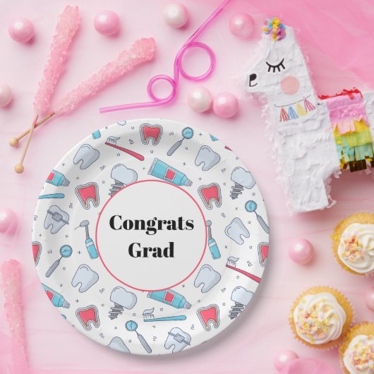 Tanden en gereedschap Tandartspatroon Congrats Afs Papieren Bordje (Feest)