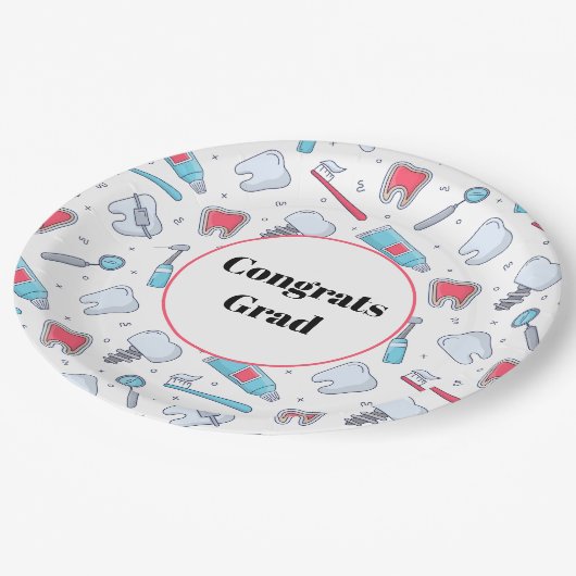 Tanden en gereedschap Tandartspatroon Congrats Afs Papieren Bordje (Gekanteld)