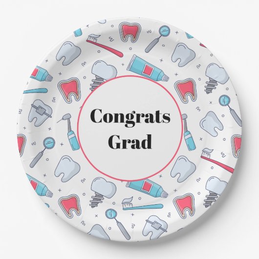 Tanden en gereedschap Tandartspatroon Congrats Afs Papieren Bordje (Voorkant)