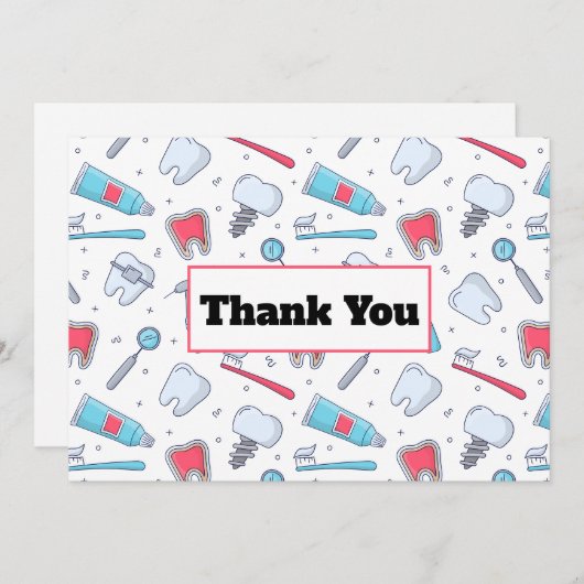 Tanden en gereedschap Tandartspatroon Tandarts Bedankkaart (Voorkant / Achterkant)