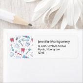 Tanden en gereedschap Tandheelkundig Patroon Adres Etiket (Insitu)